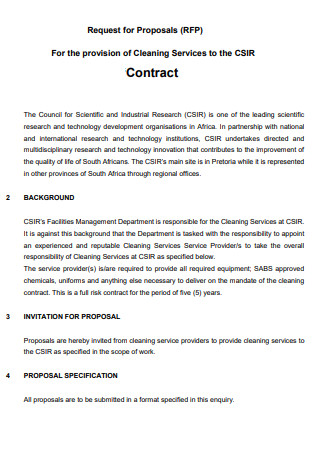 Formal Cleaning Services Contract Proposal