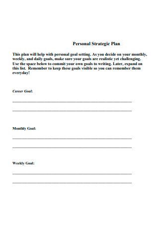 Formal Personal Strategic Plan