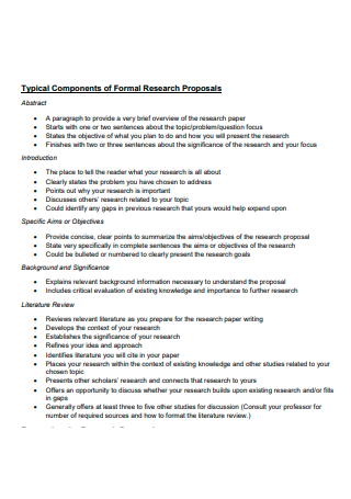 Formal Research Paper Proposal