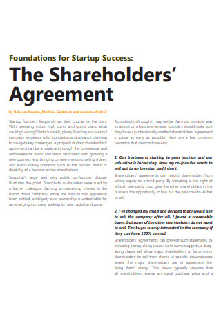 Foundation Startup Shareholder Agreement