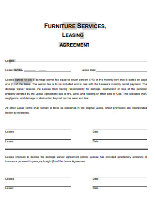 Furniture Lease Services Agreement