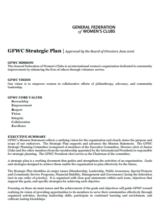 General Federation of Women Club Strategic Plan
