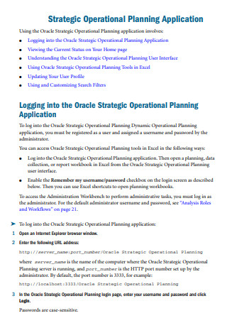 General Strategic Operational Plan