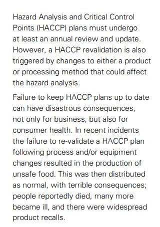 HACCP Revalidation Management Plan
