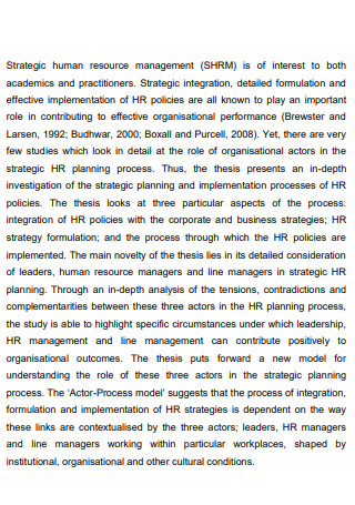HR Strategy Planning and Implementation