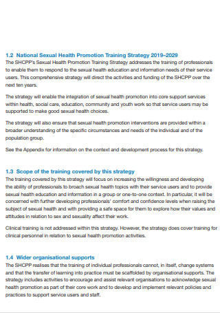 Health Promotion Training Strategy Plan