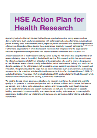 Health Research Action Plan