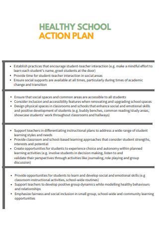 Healthy School Action Plan