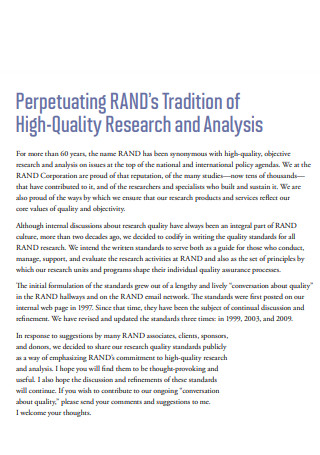 High Quality Research Analysis Report