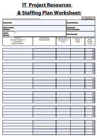 IT Project Resources and Staffing Plan Worksheet