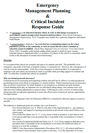 Incident Response Emergency Management Planning