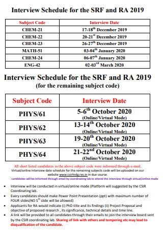 Industrial Research Interview Schedule