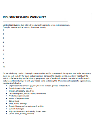 Industry Research Worksheet