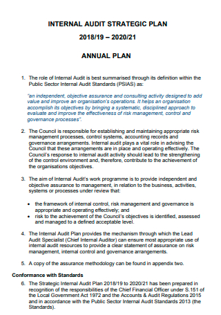 Internal Audit Strategic Annual Plan