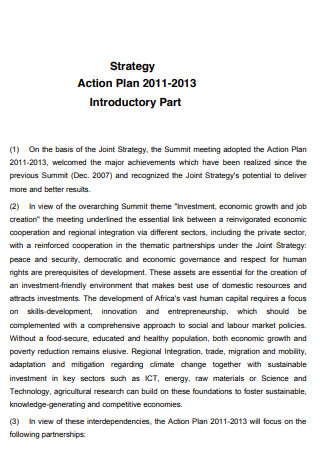 Introductory Strategy Action Plan