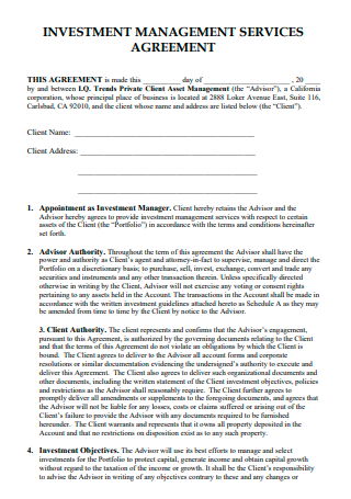 Investment Management Services Agreement