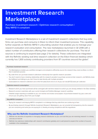 Investment Research Marketplace Report