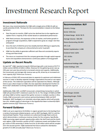 Investment Research Report Format