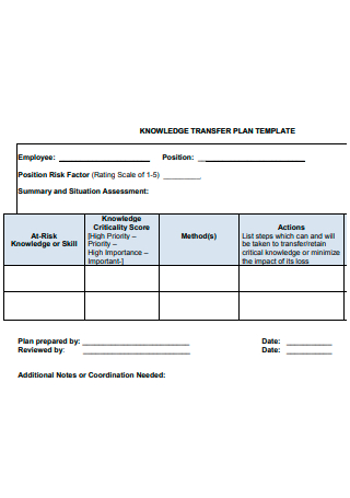 Knowledge Transfer Plan Template