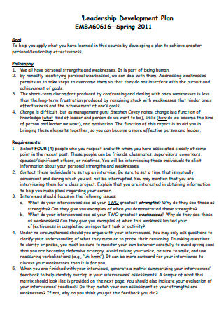 Leadership Development Plan Format