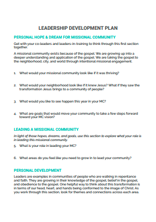 Leadership Development Plan in PDF