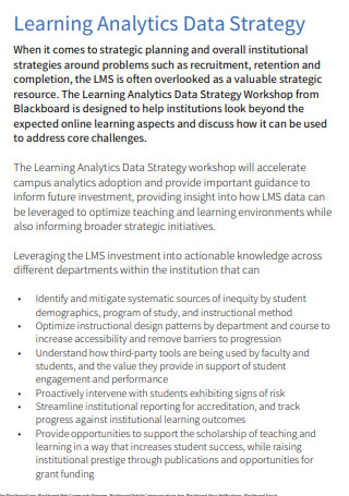 Learning Analytics Data Strategy Plan1