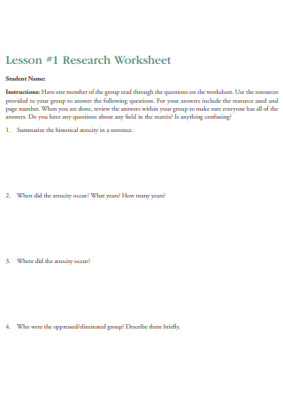 Lesson Research Worksheet