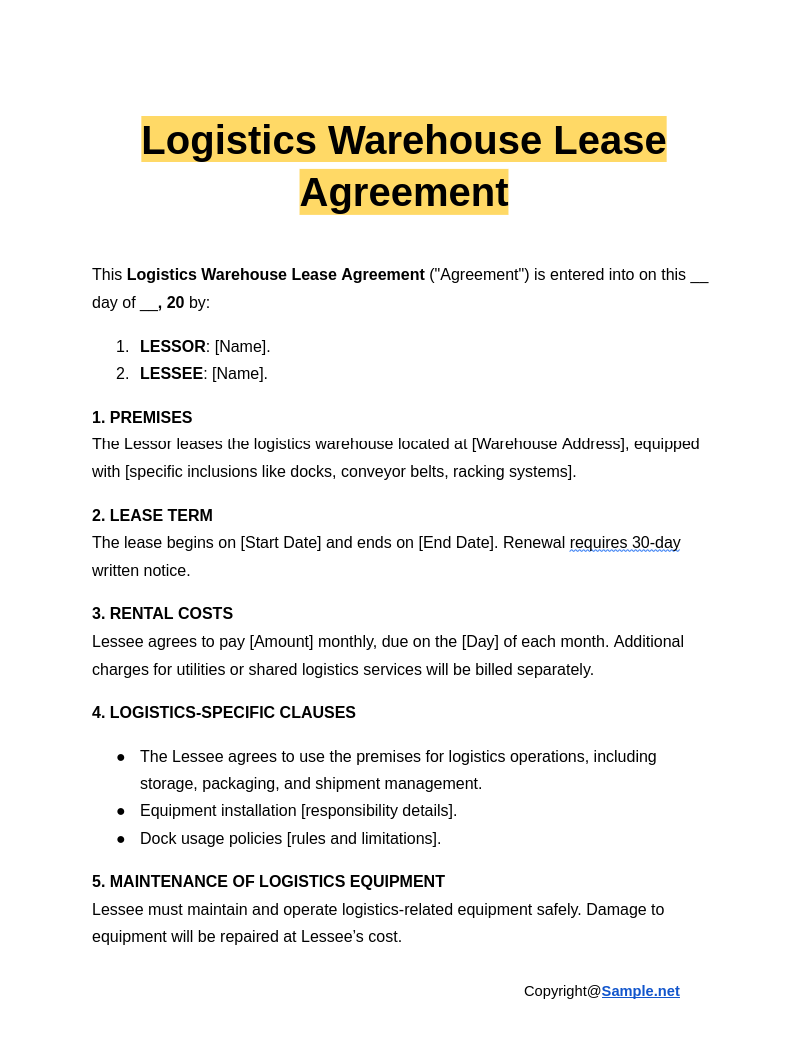 Logistics Warehouse Lease Agreement Google Docs 01 10 2025 04 52 PM