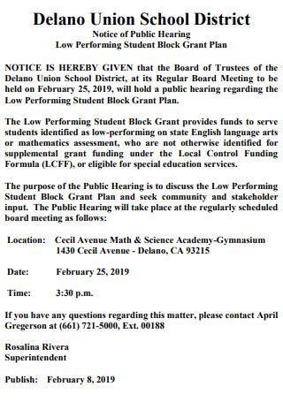 Low Performing Student Block Grant Plan