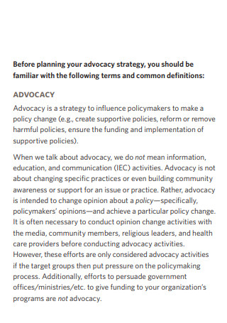 Mapping Advocacy Strategy Plan