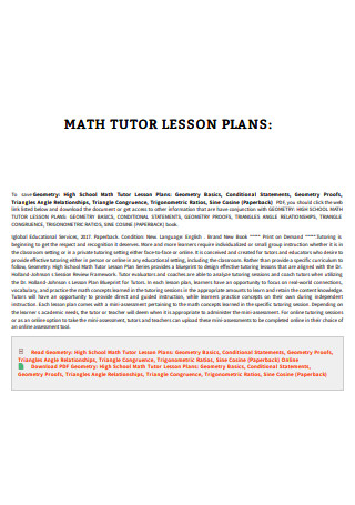 Math Tutor Lesson Plan