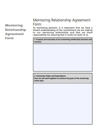 Mentoring Regulation Contract Agreement Form