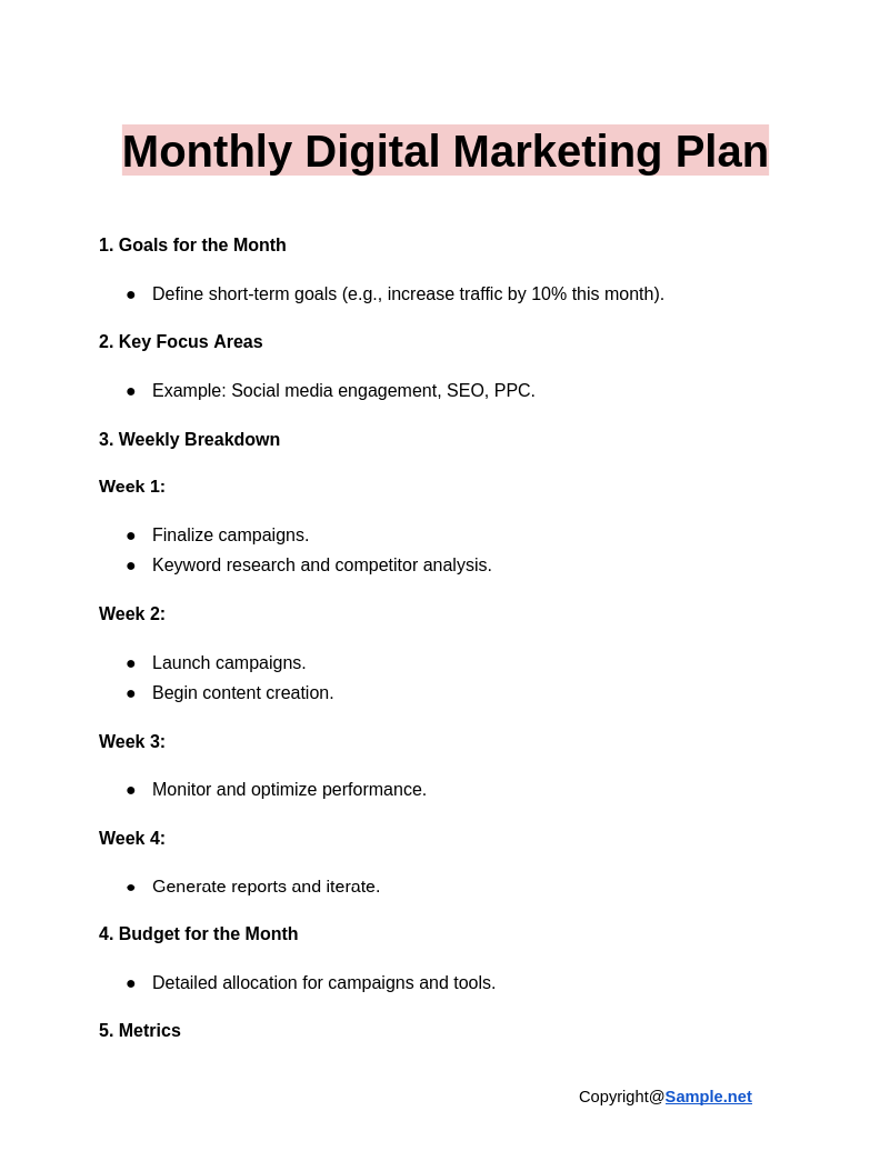 Monthly Digital Marketing Plan Google Docs 01 06 2025 04 23 PM