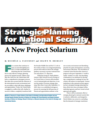 National Security Strategic Planning
