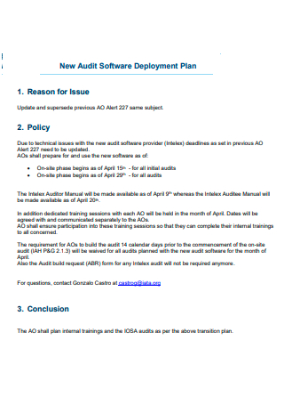 New Audit Software Deployment Plan