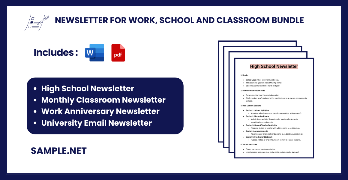 newsletter for work school and classroom bundle