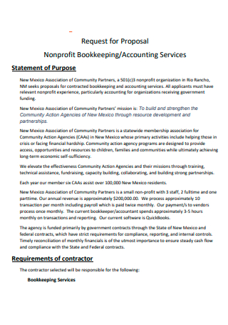 Non Profit Bookkeeping Accounting Training Proposal