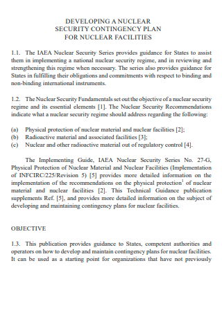 Nuclear Security Contingency Plan