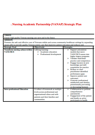 Nursing Academic Partnership Strategic Plan