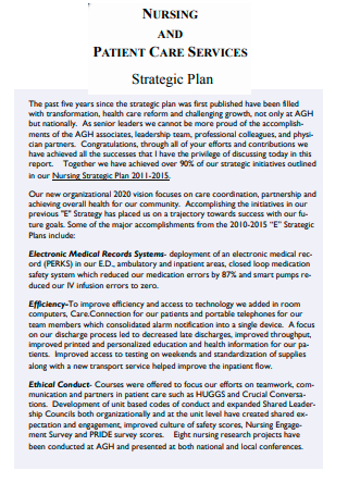 Nursing and Patient Care Services Strategic Plan