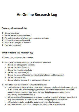 Online Research Log