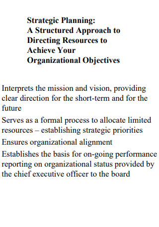 Organizational Objectives Strategic Plan