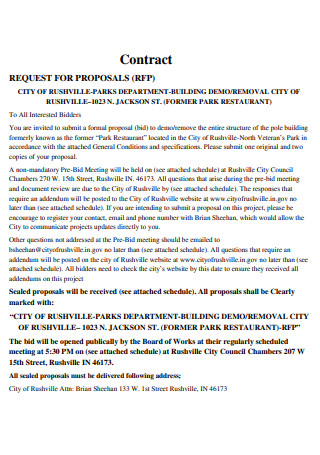 Park Restaurant Contract Proposal