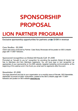 Partner Program Sponsorship Proposal