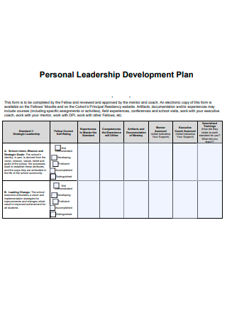 Personal Leadership Development Plan Example