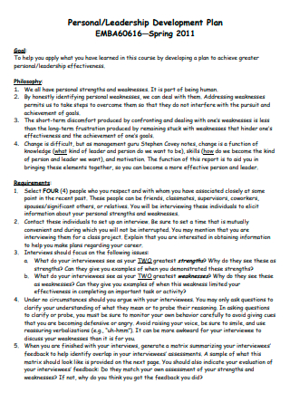 Personal Leadership Development Plan in PDF