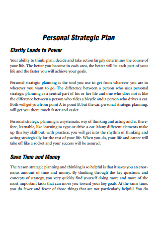 Personal Strategic Plan Template