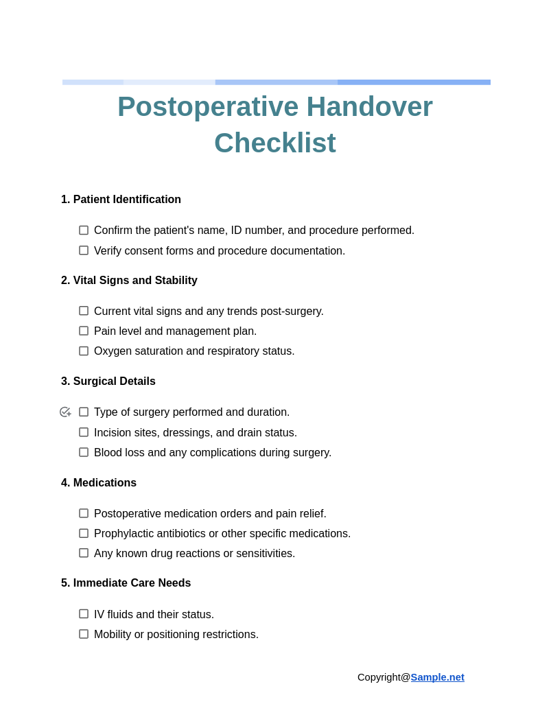 Postoperative Handover Checklist Google Docs 11 11 2024 10 50 AM