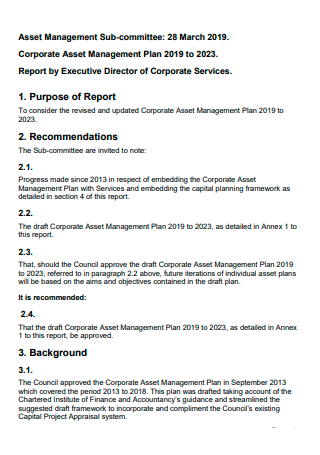Printable Corporate Asset Management Plan