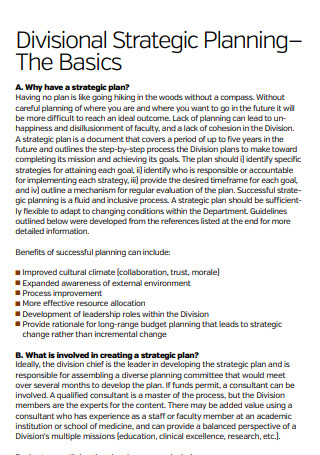 Printable Divisional Strategic Planning